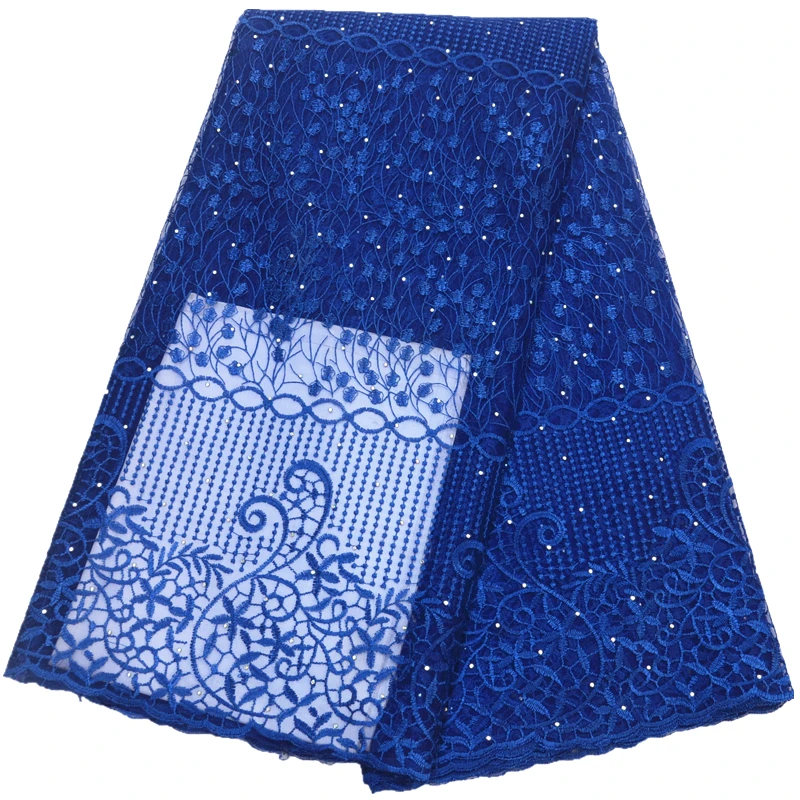 

latest blue african lace fabric 2019 high quality lace with stones tulle net french lace fabric tissue african fabric