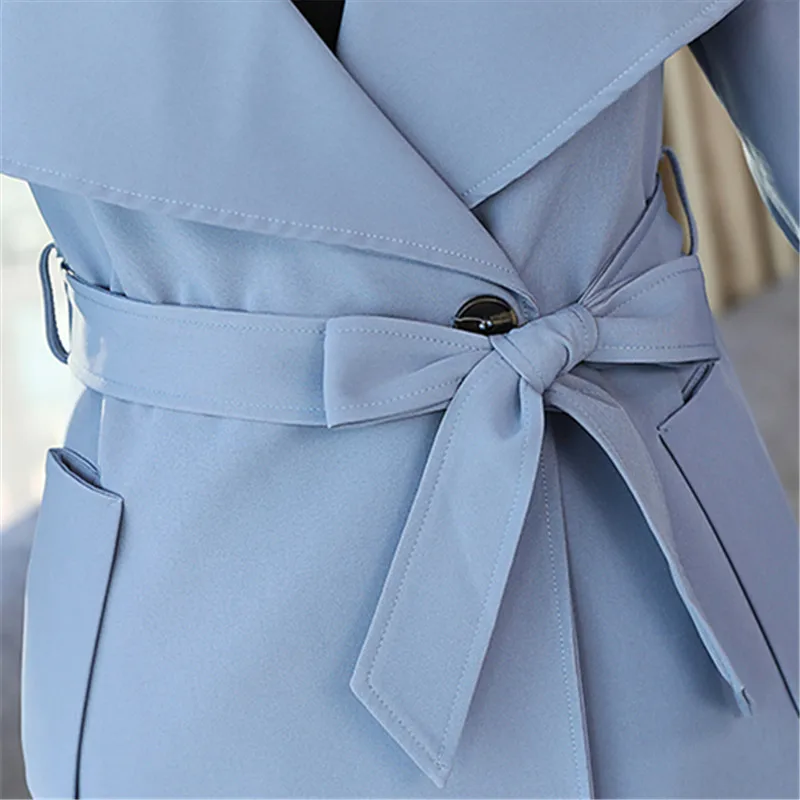 

Women Windbreaker Fashion Coat Long 2021 Spring Autumn Office Elegant Comfortable Slim Thin FemaleJacket Korean Solid Outerwear