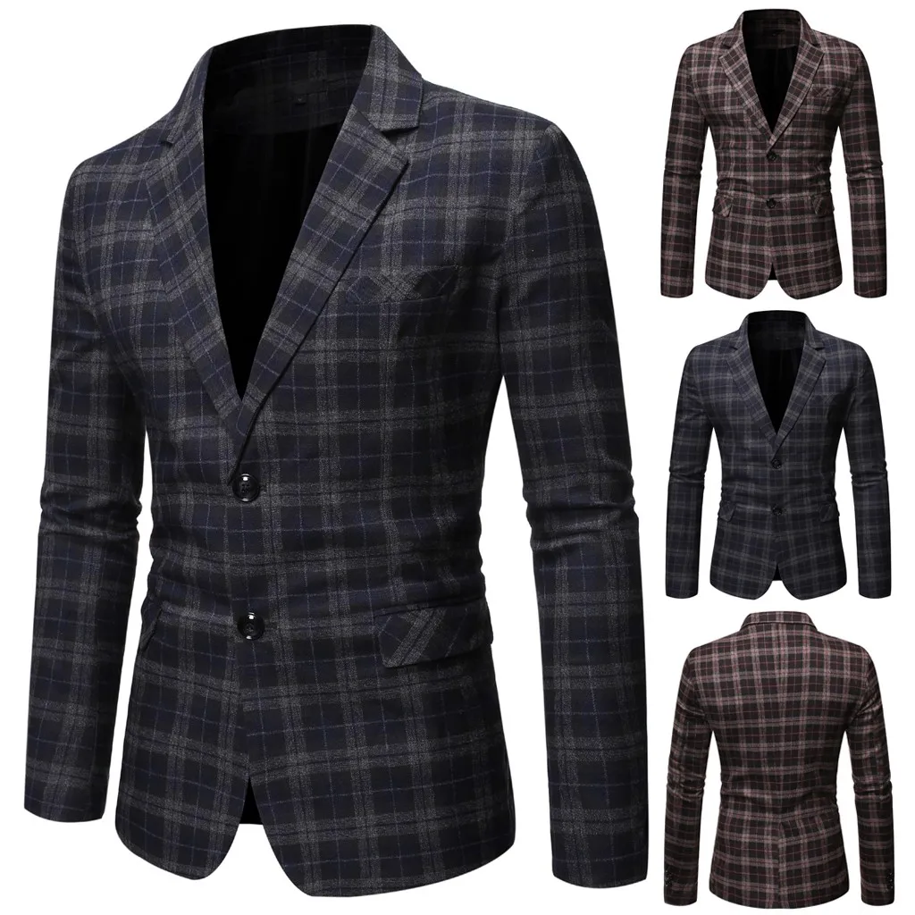 

Vogue Men's New Stylish Casual Plaid Business Wedding Party Outwear Coat Suit Tops Windproof Long Sleeve Warmth Chic Fashion