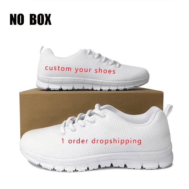 

ELVISWORDS Custom Image/Logo/Text/Name Pattern Women Flats Shoes Casual Sneakers Comfortable Mesh Ladies Lace Up Walking Shoes