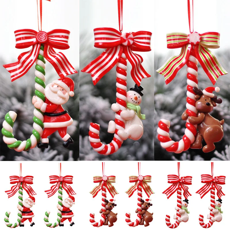 

Christmas Santa Claus Snowman Elk Candy Cane Ornament Hanging Pendant for Navidad New Year Christmas Tree Home Decorations