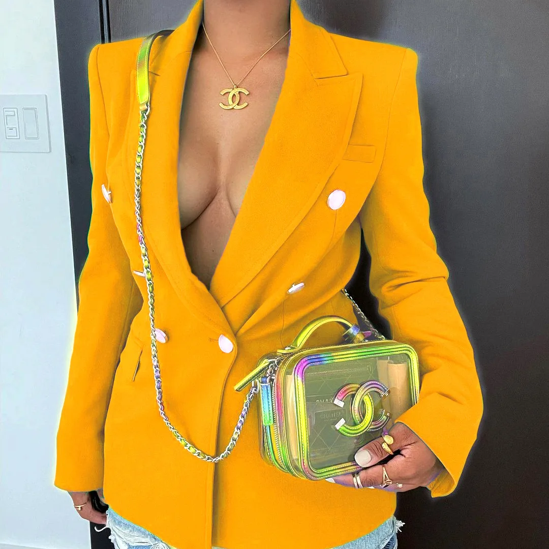 

Elegant Green Red Blazer Women Jacket Coats Long Sleeve Button Blaser Suit Jackets Femme Office Ladies Fashion