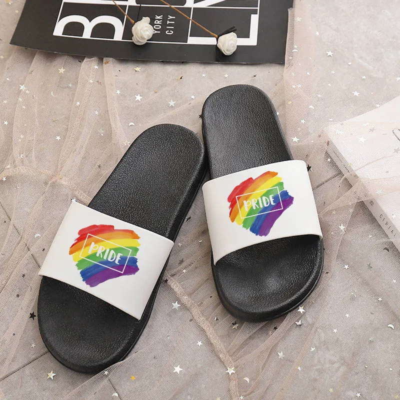 

Rainbow Pride shoes woman Slippers Summer Ladies Sandals Unisex Slides Slipper Women Shoes Floor Flat Indoor Flip Flops Female