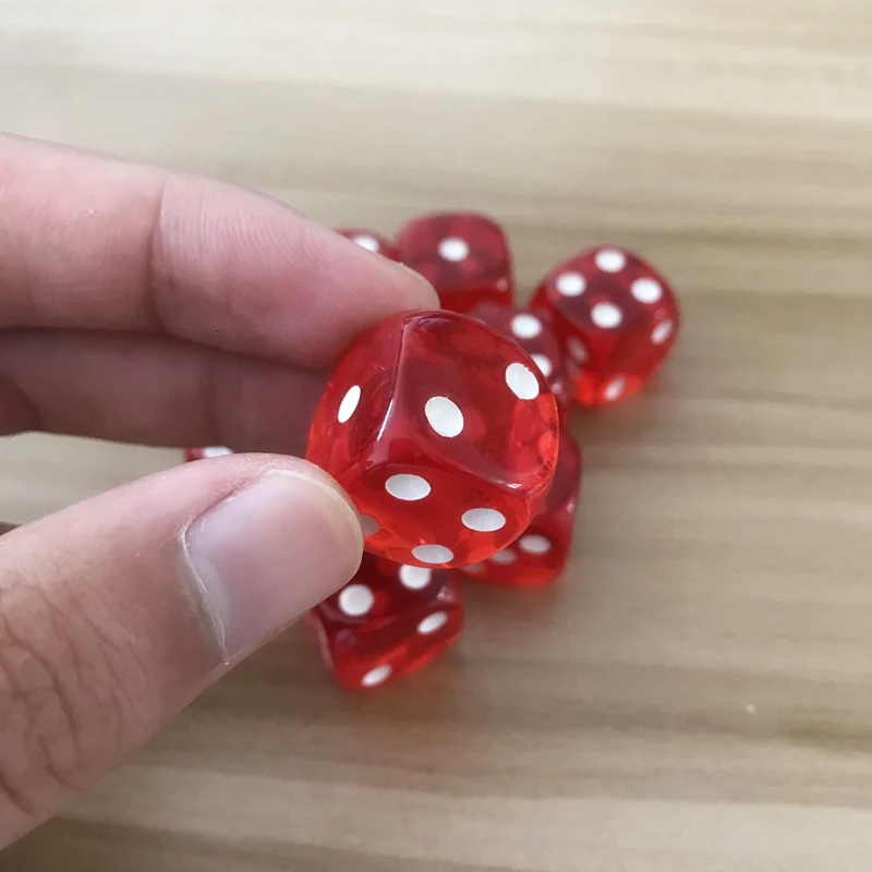 

New 50/100200 Pcs/Lot 19mm Red Transparent Dice Acrylic Rounded Corner Drinking Dice Nightclub Bars KTV Entertainment Dice Set