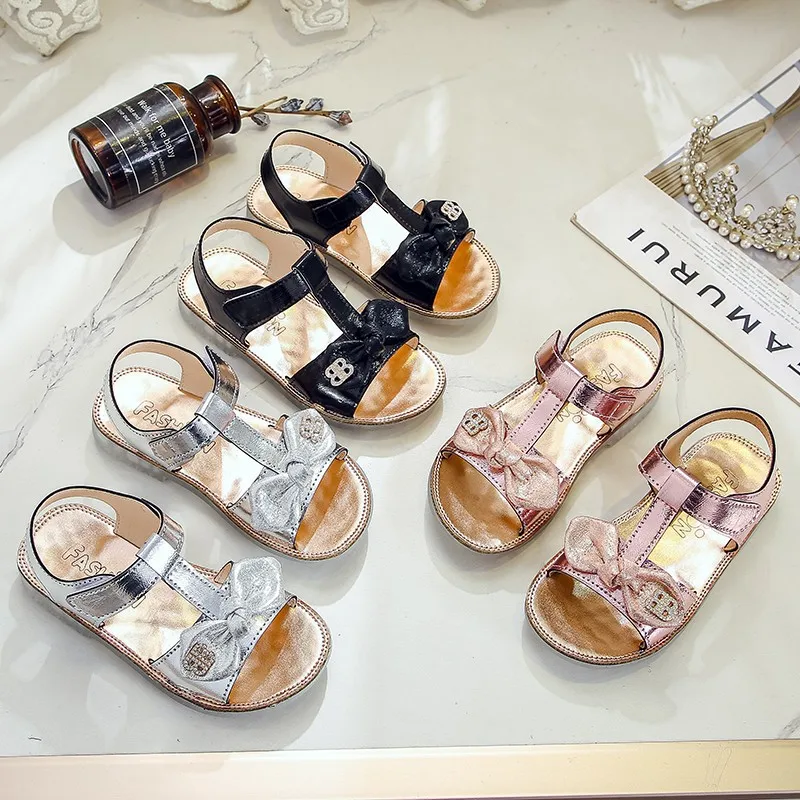 

Fashion Summer Princess Girls Beach Sandals Casual Bow-knot With Rhinestone Soft Children's Flats For Kids Toddler Baby Shoes