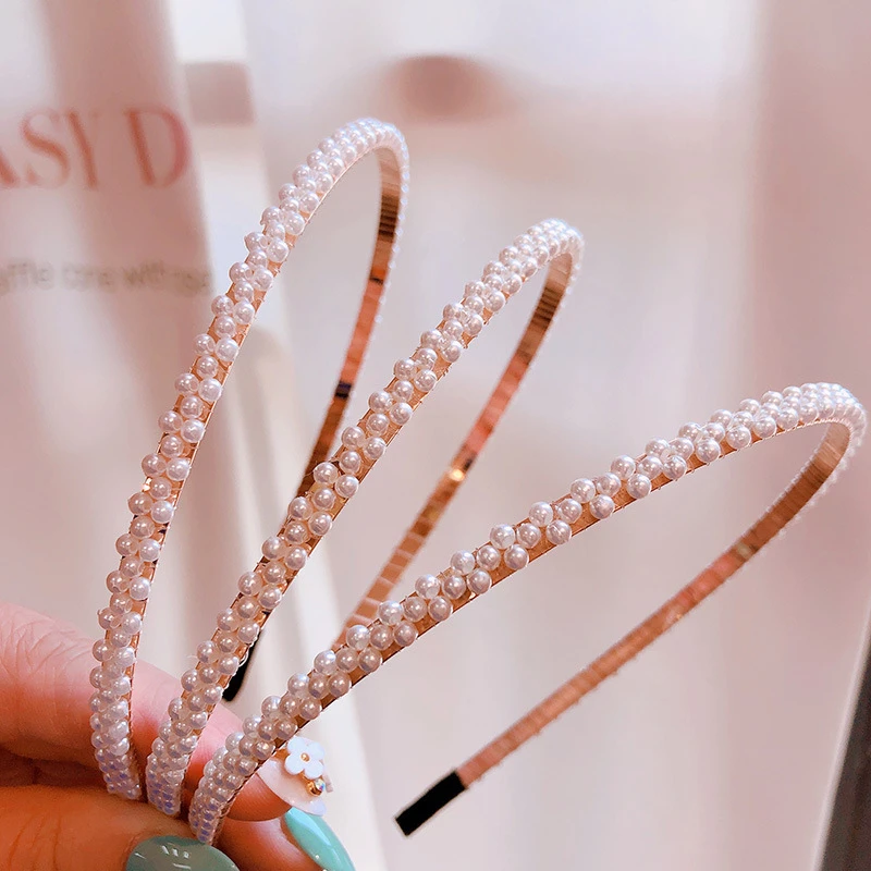 Korea New Imitation Pearl Hair Band Girl Hair Accessories For Woman&girls Headband Wedding Party Bride Headband - Окраска металла: 3