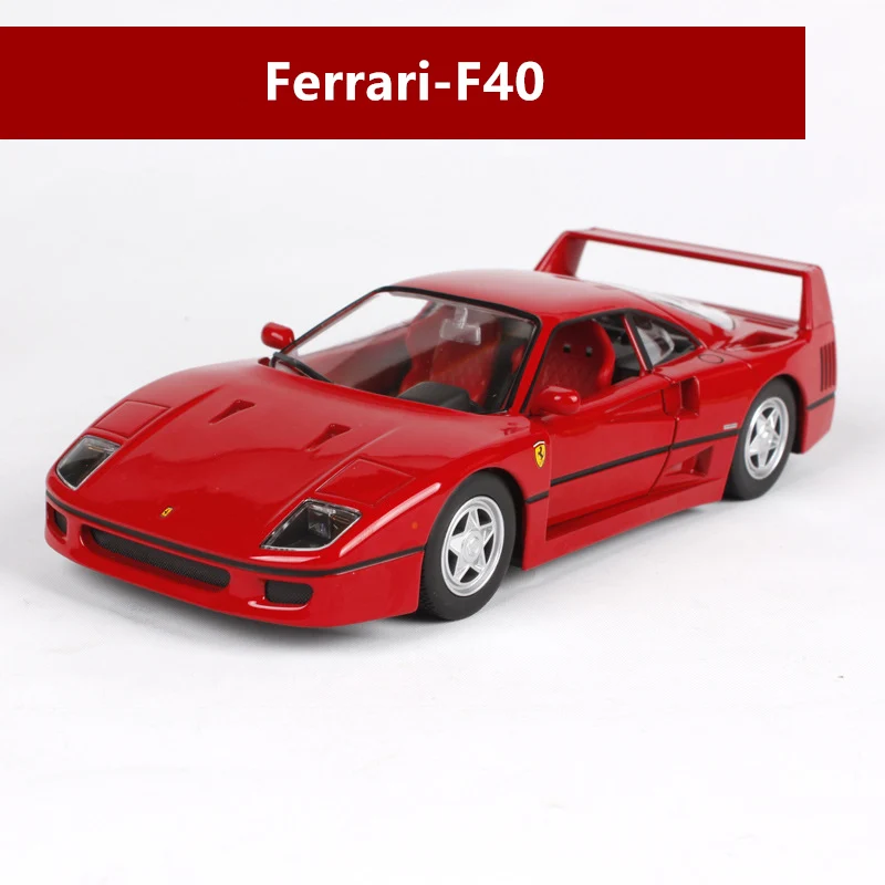 F40 Bburago 1:24 Ferrari 458, красная модель автомобиля, литая под давлением металлическая модель, детская игрушка, подарок бойфренду, коллекция автомобилей из искусственного сплава - Цвет: F40