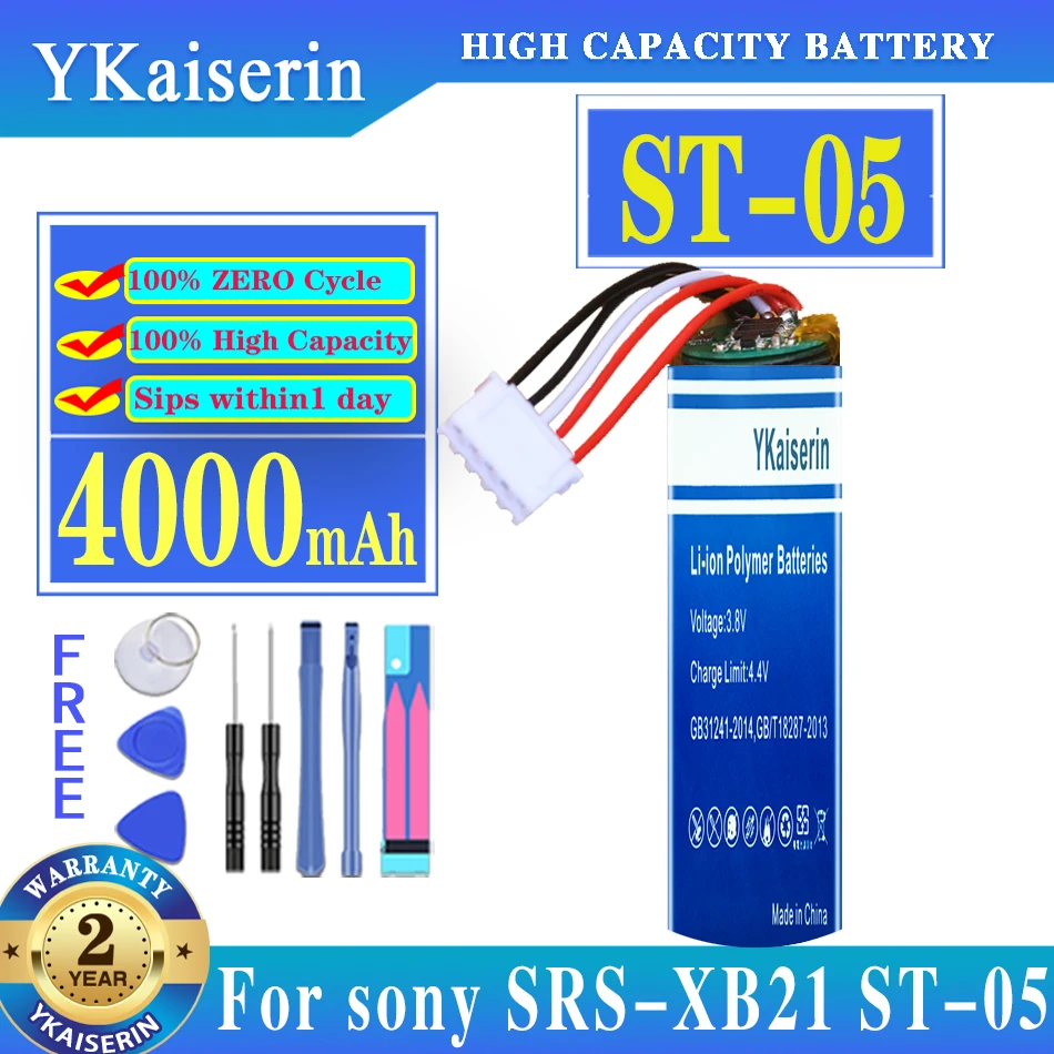 

Новый оригинальный аккумулятор ykaisin ST-05 4000 мАч для Sony SRS-XB21 ST-05 ST-05S Bluetooth Speaker Li-Ion Bateria
