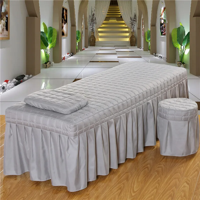 19080cm solid beauty salon massage table bed sheet skin friendly massage sheet spa treatment bed full cover with skirt free global shipping