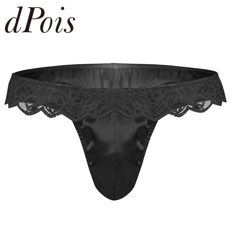 Мужское кружевное нижнее белье с оборками Блестящий эластичный пояс низкой
