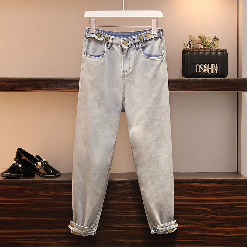 Женские джинсовые шаровары LIBERJOG синие свободные широкие брюки со средней Талией