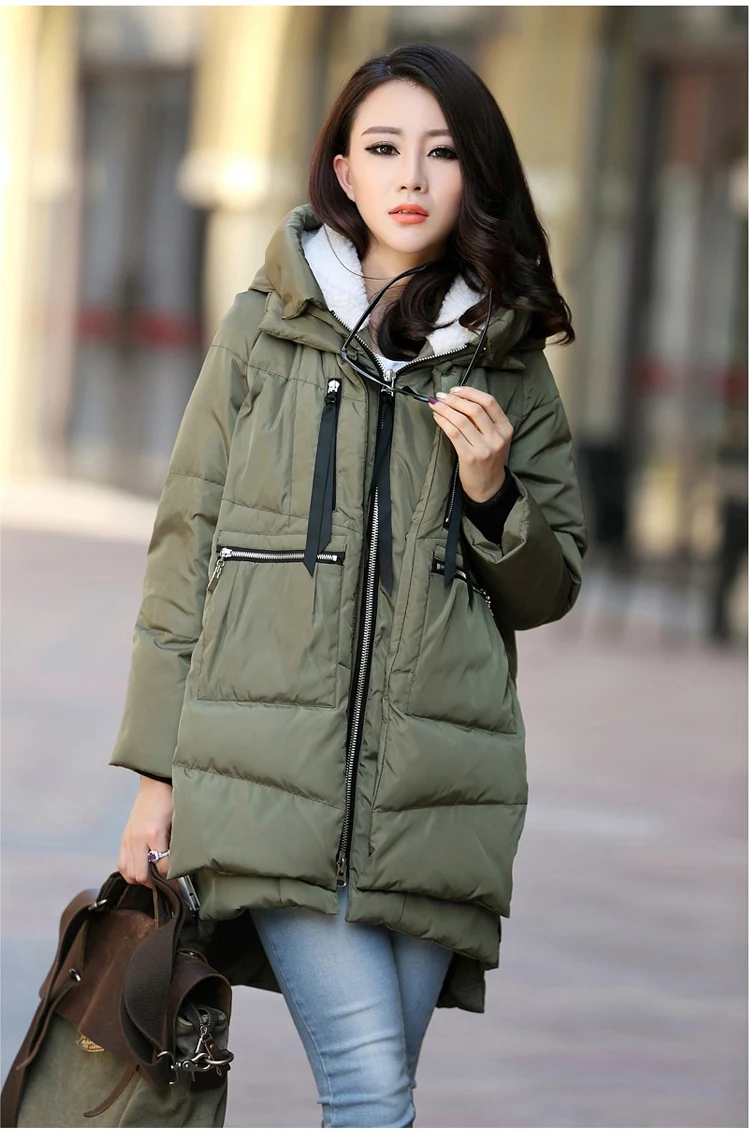 Женская зимняя куртка на утином пуху с капюшоном размеры до XL | одежда
