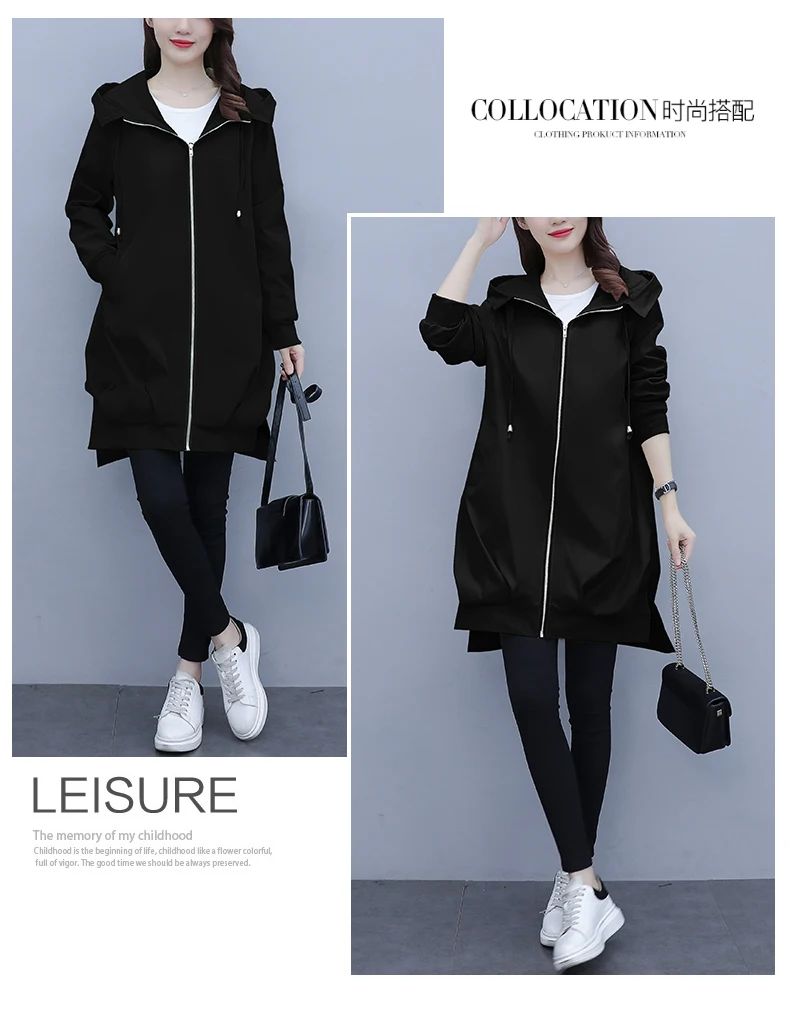 Trench coat Womens 2021 Spring Autumn Hoodies top Plus size Slim Students Baseball clothes Medium length Windbreaker Coats FC963 long puffer