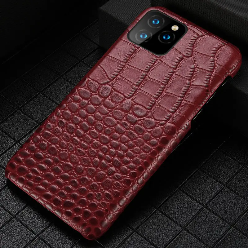 Красный Чехол из натуральной кожи для телефона Apple iPhone 11 11 Pro 11 Pro Max X XS XSMax XR 7 8 plus 5 5S se 6 6S Plus крокодиловая кожа - Цвет: Красный