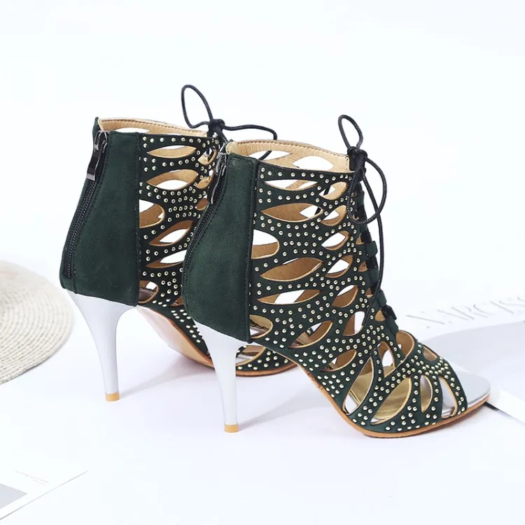 Большие размеры 17 Босоножки на высоком каблуке Женская обувь летняя с открытым