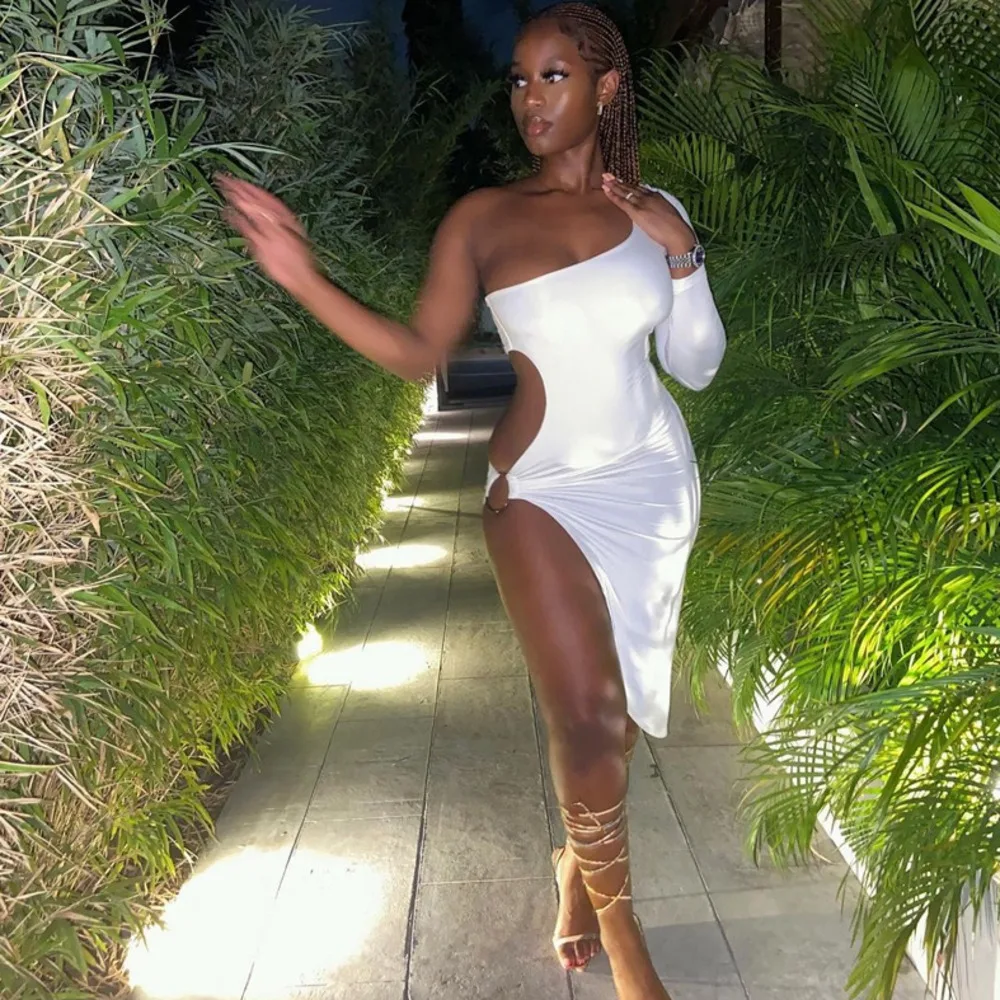 Женское пикантное платье на одно плечо элегантные вечерние платья для ночного