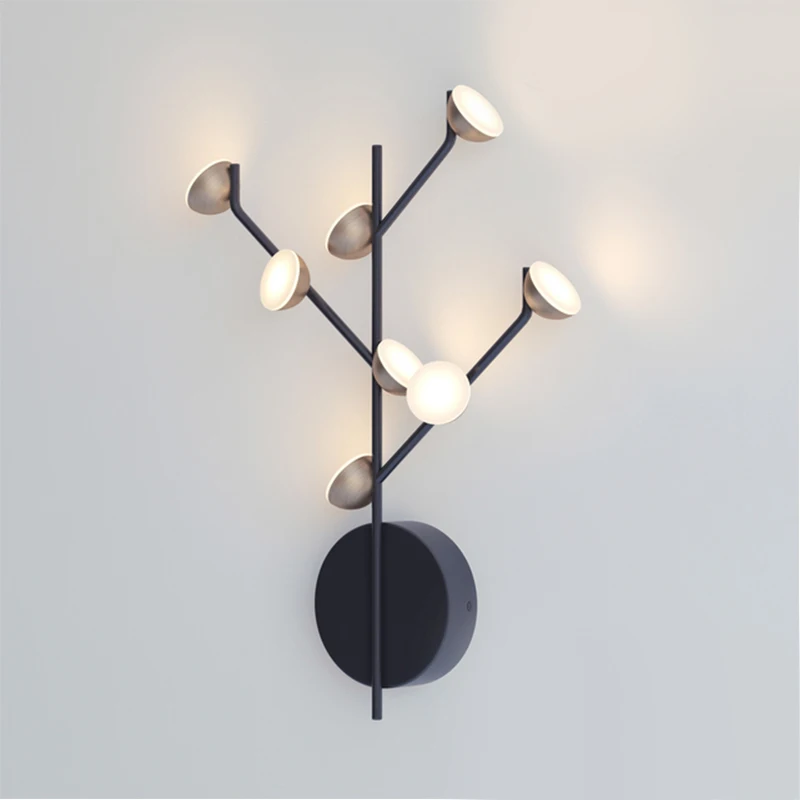 

Nordic simple black wall lamp fashion creative living room bedroom bedside study hotel aisle wall lamp