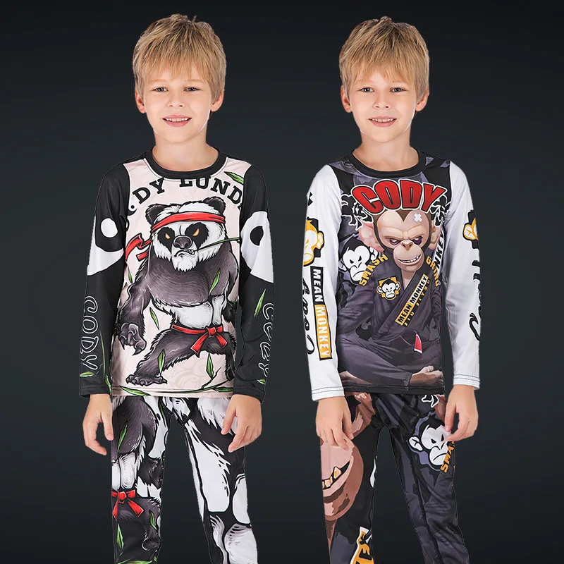 Rashguard jiu jitsu ММА футболка + брюки наборы детский спортивный костюм для бега