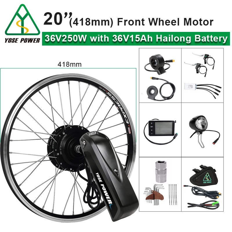Набор для преобразования Ebike с батареей 36V 15Ah 250W 20inch 26 &quotпереднее колесо