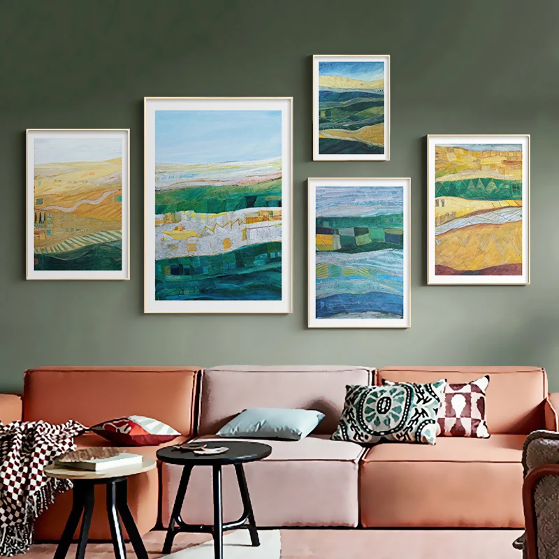 

Nordic Pastoral Landscape Oil Painting Scandinavian Wheat Field Wall Art Canvas Posters and Prints Wall Picture Home Decor
