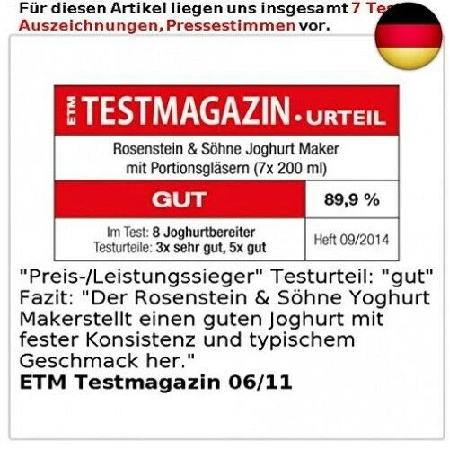 Rosenstein & syohne Joghurtbereiter: Joghurt Maker fюr 1 литр frischen (|Йогуртницы| |