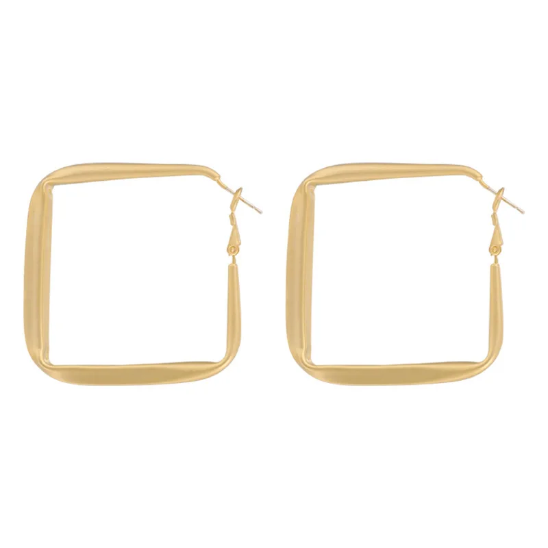 

Vintage Big Geometric Hoop Earrings Simple Gold Color Circle Square Earrings for Women Fashion Punk Jewelry