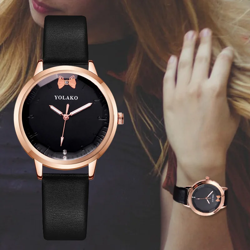 WJ-8667 женские часы с бриллиантами повседневные кварцевые наручные кожаным