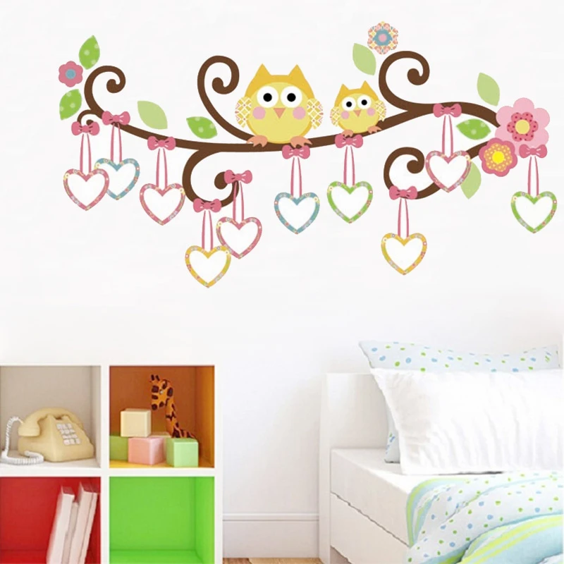 

Cute Owls On Tree Branch Wall Sticker For Kids Room Bedroom Decoration Nursery Cartoon Home Decal Diy Animal Wall Art