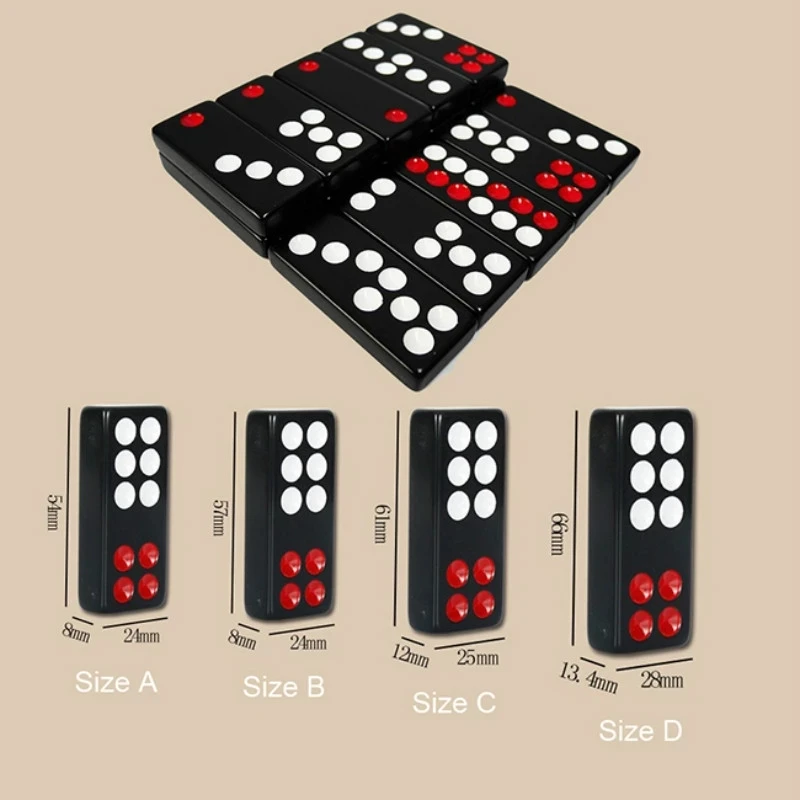 

High Quality Melamine 4 Sizes Black Domino Pai Gow 32pcs Dominoes With 2 Dices Board Game Party Dominos Games Jogos de Tabuleiro