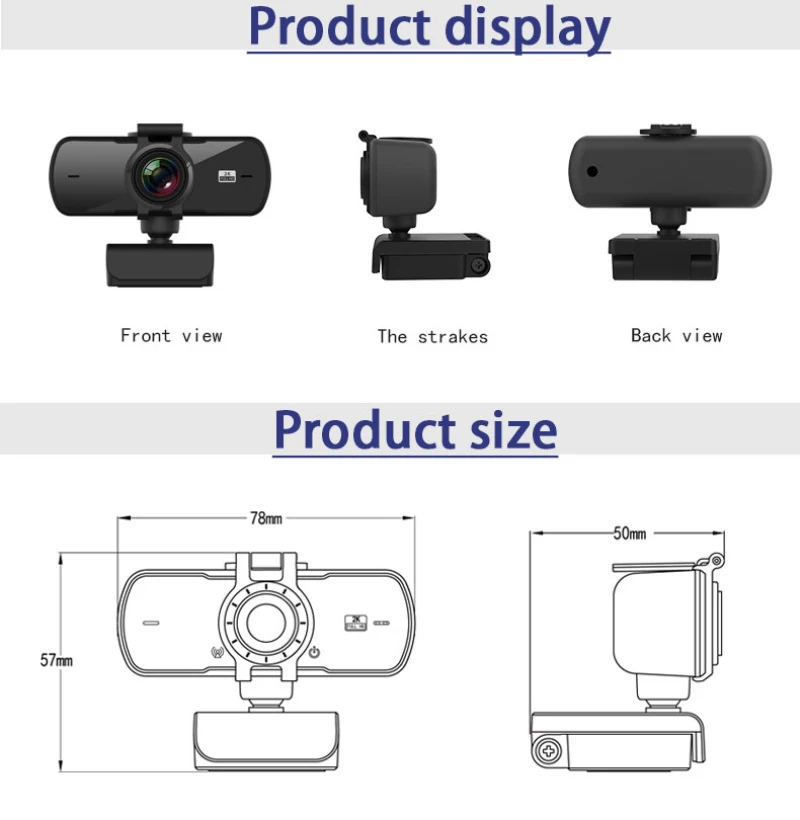 

2K HD Mini Auto Focus Webcam Camera Mic For Computer Laptop Mini Camera Wide Angle Live Stream Web Camera For Shooting Youtube