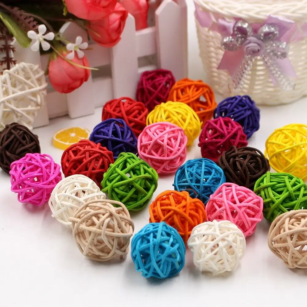 B-Mixed 3cm/5cm 20PCS Round Shape Rattan Ball Sepak Takraw for Christmas Birthday Party & Home Wedding Decoration | Дом и сад
