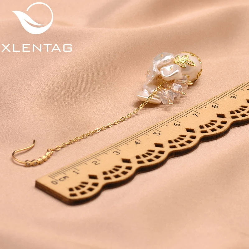 XlentAg натуральный барокко жемчужина ручной работы серьги длинные висячие невесты