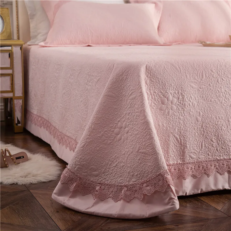 New 1pc 245x245cm and 245x265cm gray white cotton Bedspread and 2pcs pillowcase blanket Duvet Quilt bed cover