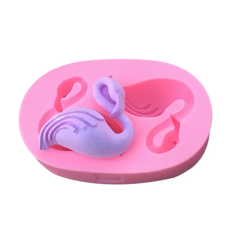 1PC Flamingos Swan Shaped 3D Silicone Molds Fondant Cake Chocolate Polymer Clay Moulds Decoration Tools 50-1057 | Дом и сад