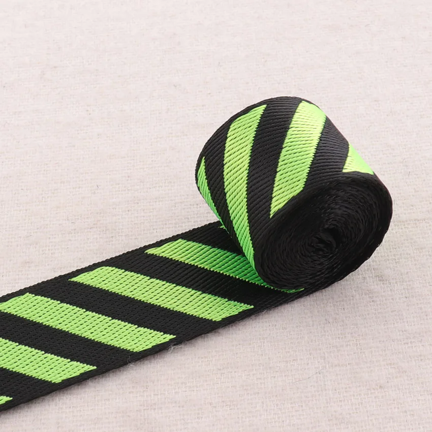 

5 yards 1" Fluorescent Green Black Soft Striped Webbing Ribbon Twill Bag Purse Straps Totes Belts Tape Handle 25mm