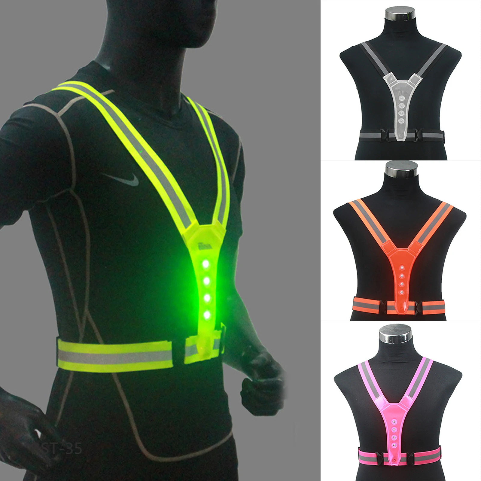 

New Reflective Fluorescent Running Harness Men Women Safe Vest for Sport Outdoor Night N66