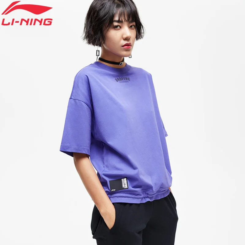 Li-Ning, Женская баскетбольная серия BAD FIVE, Джерси, хлопок, дышащие футболки, свободный крой, подкладка, Спортивная футболка AHSP012 WTS1484