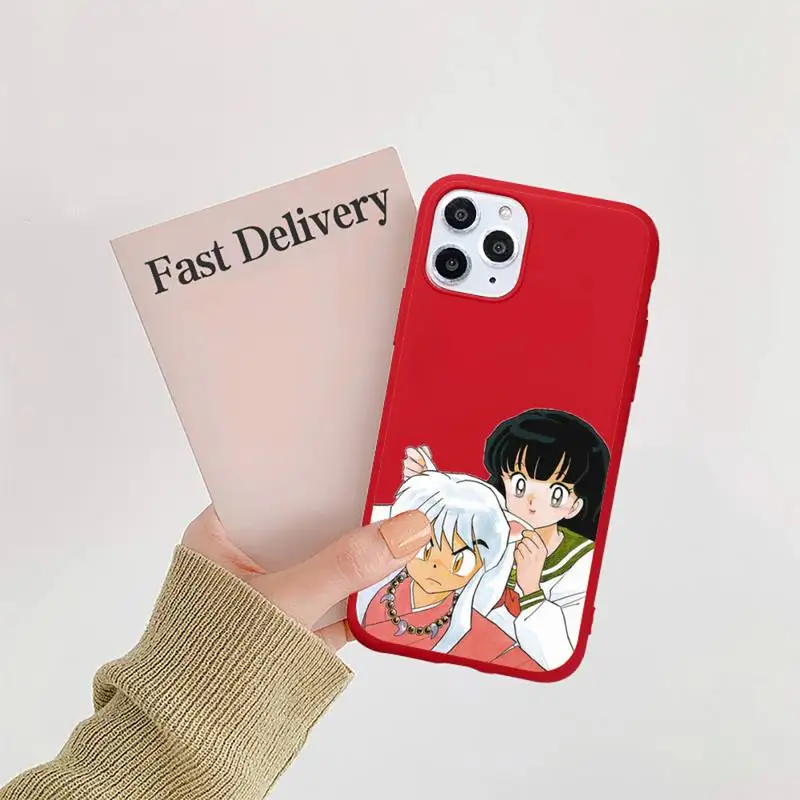 

Japanese manga Inuyasha Sesshoumaru Phone Case Candy Color Red for iPhone 11 12 pro XS MAX 8 7 6 6S Plus X 5S SE 2020 XR