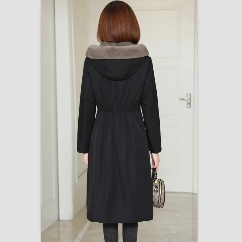 Парка из натурального меха кролика шуба норки Меховая куртка женские пальто