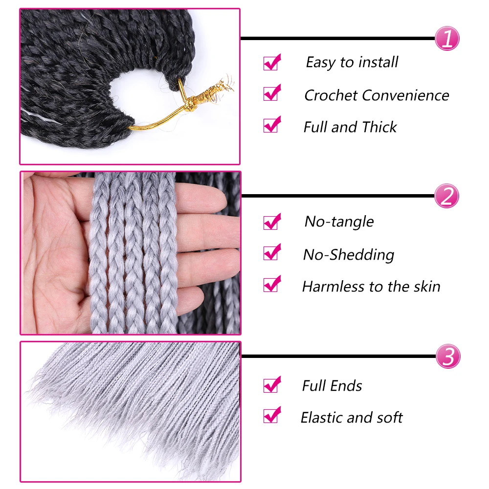 Косички для наращивания волос 22 дюйма черные фиолетовые розовые 24 корня|Косы с