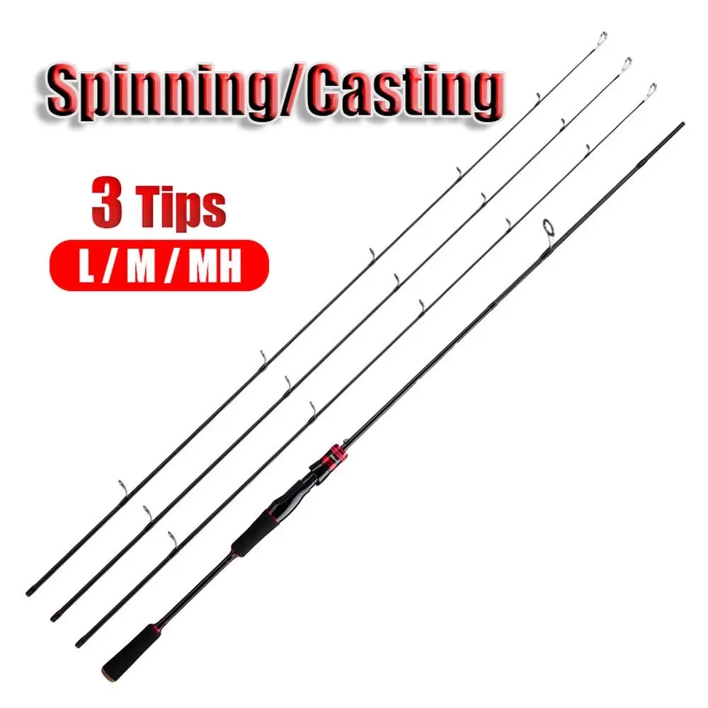 

3 Tip Baitcasting Fly Fishing Rod Carbon Fiber Ultra Light Spinning Casting Rod 1.68/1.8/2.1/2.4m Lure 4-35g Fishing Pole Tackle