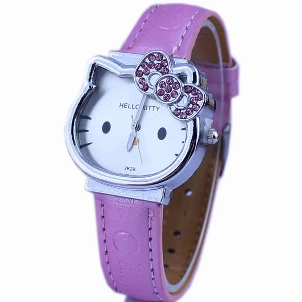 Модные кварцевые детские часы с героями мультфильмов Hello Kitty и ремешком