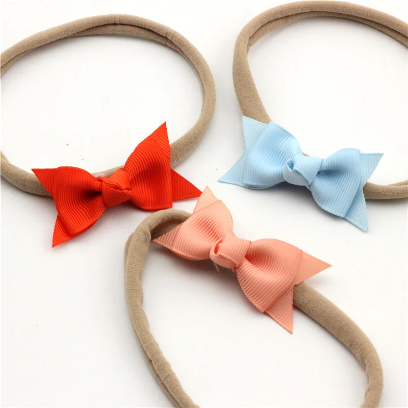 Ободок для волос с бантом новорожденных нейлоновая обтягивающая повязка на