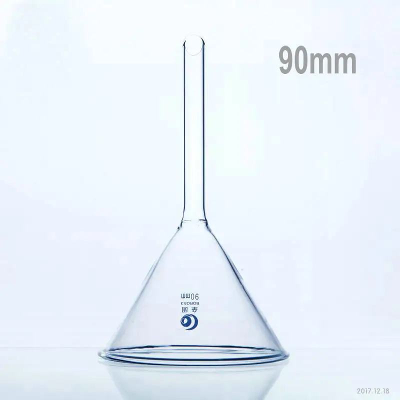 1Pc 90mm Lab Triangle Glass funnel Thicked Borosilicate Glass Funnel Laboratory Chemistry Educational Stationery