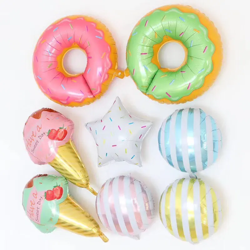 1 шт Конфеты Пончик мороженое тема гелиевая фольга шары звезды круглые Детские