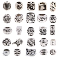 stainless steel beads 5 pcs diy skull beads for mans charms bracelets copper plating kralen jewelry making diy rope pendant