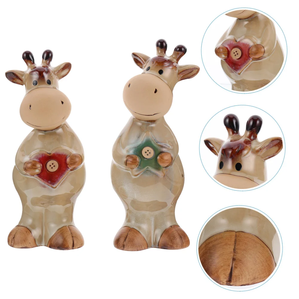 

1 Pair Ceramics Craft Ornaments Cartoon Cow Shape Decorations Home Adornment