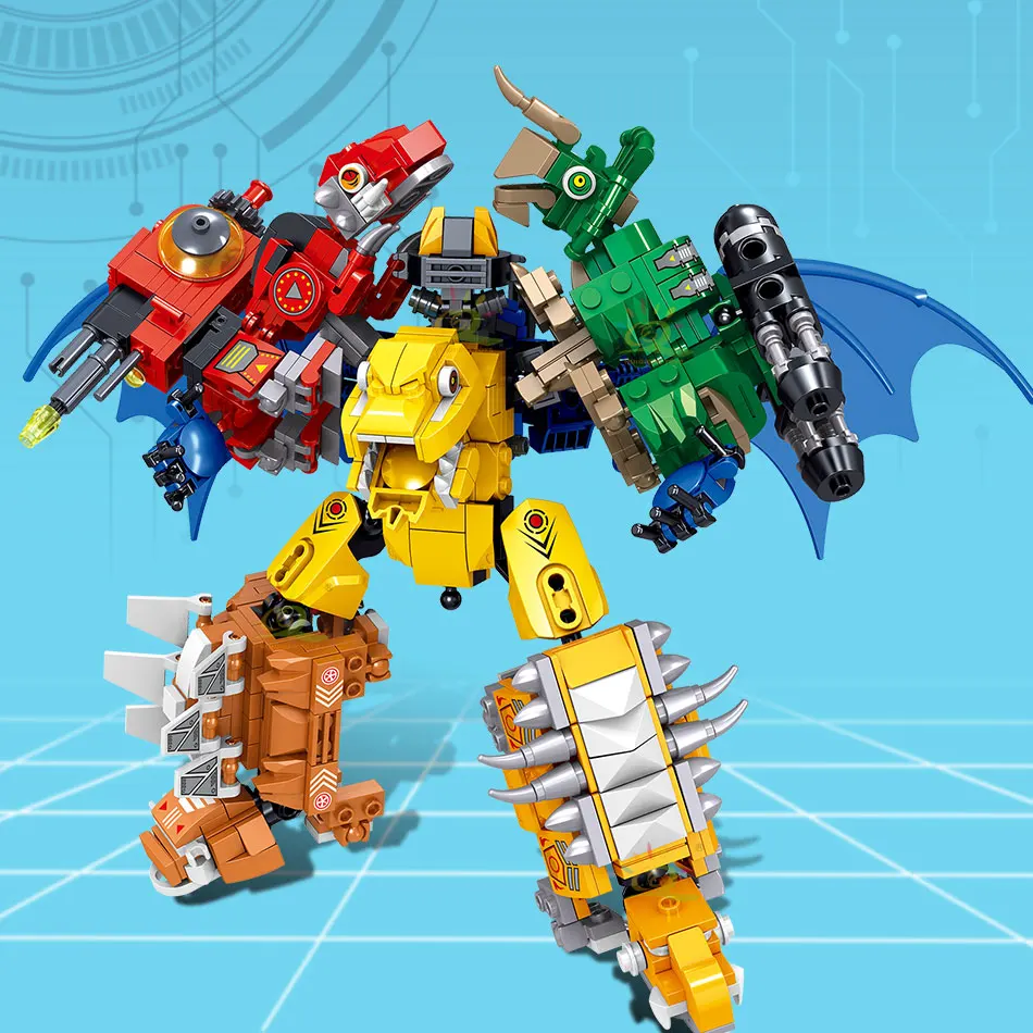 

670pcs City World Jurassiced Dinosaur Robot Weapon Park Building Blocks Dragon Mecha Fight Figures Bricks Toys Children