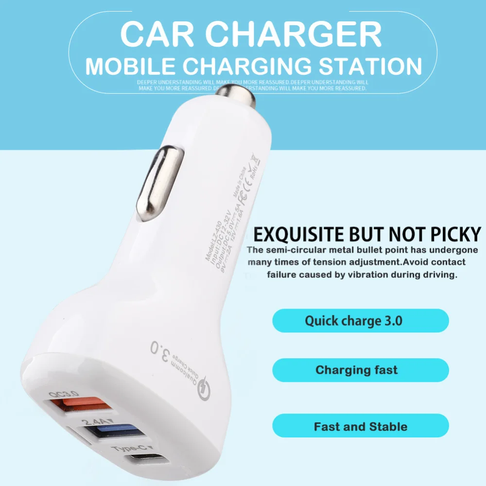 Быстрая зарядка автомобильное зарядное устройство USB 3 порта быстрая 0 для Samsung