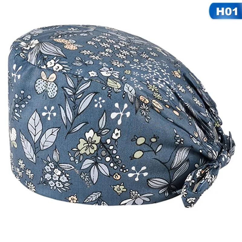 

Beautician Working Hat Men And Women Spa Caps Unisex Adjustable Multicolor Printing Sweat-absorbent Scrub Hats